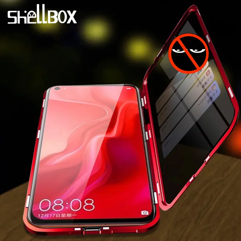 Магнитный чехол для Huawei P30 P20 Pro двухсторонний металлический бампер из