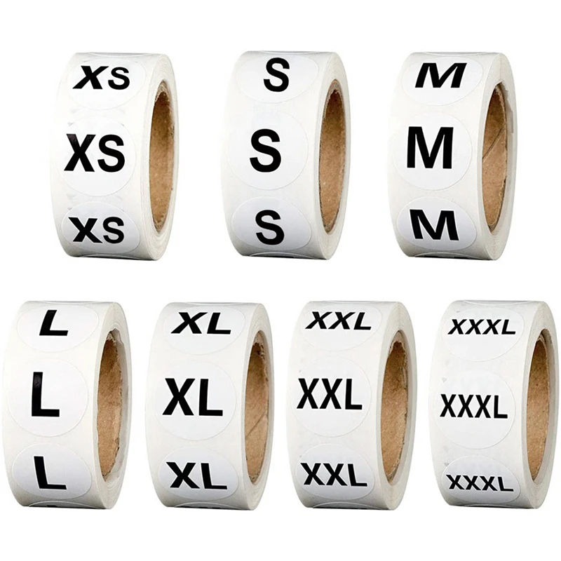 

500 Pcs/Roll Clothing Size Sticker Large Clothing Store Supplies Clothes Hat Size Number Round 1 Inch Stickers Handmade Sticker