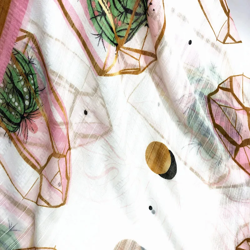 

Cactus Printed Scarf 2020 Spring Summer New Tassels Individuality Pattern Female 90*180CM Cotton Decoration Sunscreen Shawls