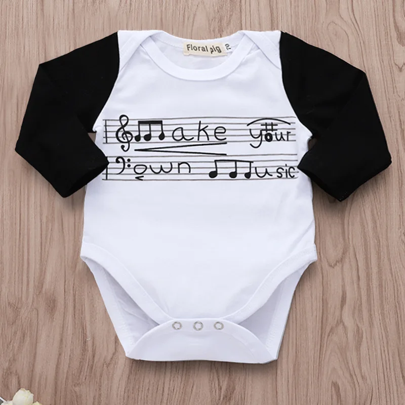 Комбинезоны для новорожденных милые черно-белые боди с длинными рукавами