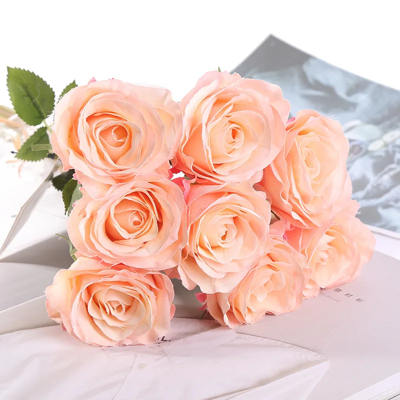 

Home Decor Artificial Flowers Wedding Bouquet Silk Rose Artificielle Rosa Eternelle Boda Room Deco Mariage Valentines Day Gift