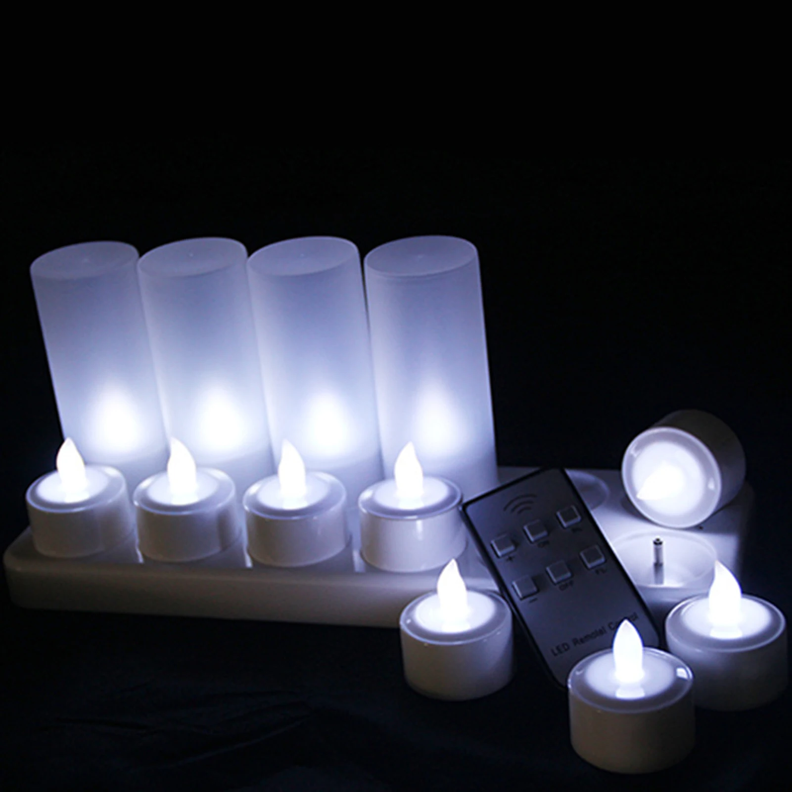 

12Pcs Electronic Candle Shape LED Night Light Decor Lamp Charging Party Light Colorful Remote Control LED Candle for Ceremony