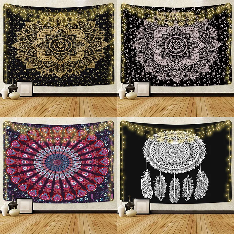 Дропшиппинг мандала настенный гобелен хиппи украшение дома из полиэстера Одеяло