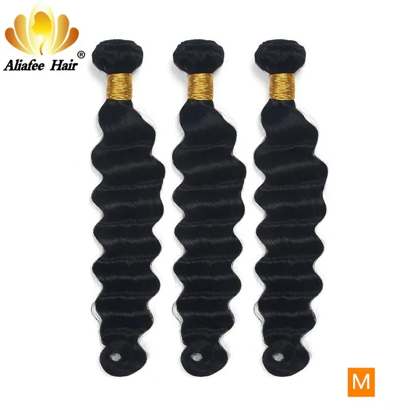Aliafee волосы свободные глубокие волнистые пучки бразильские пряди человеческие