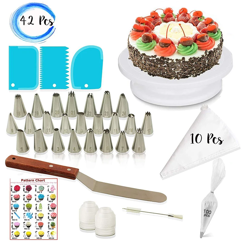 

Новинка, для домашнего использования, 42pcs торт декоративные инструменты Kit Трубопроводов Сопла Советы Набор скребок шпатель для кондитерск...