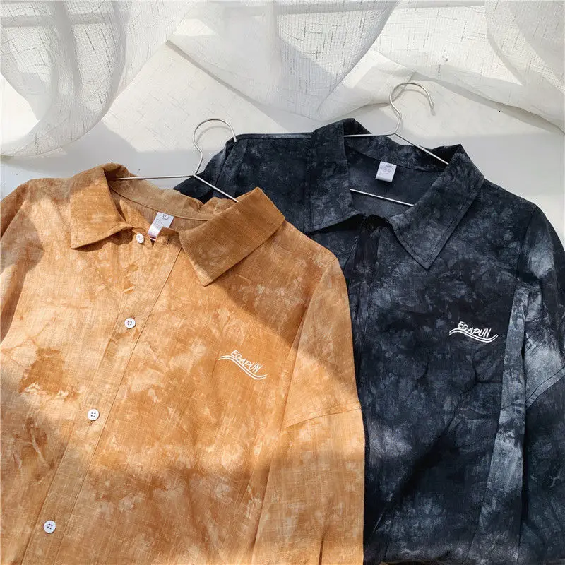 

2020 Autumn New Man's BF Street Style Tie-dyed Shirt Youth Fashion Long Sleeve Loose Casual Coat S-3XL