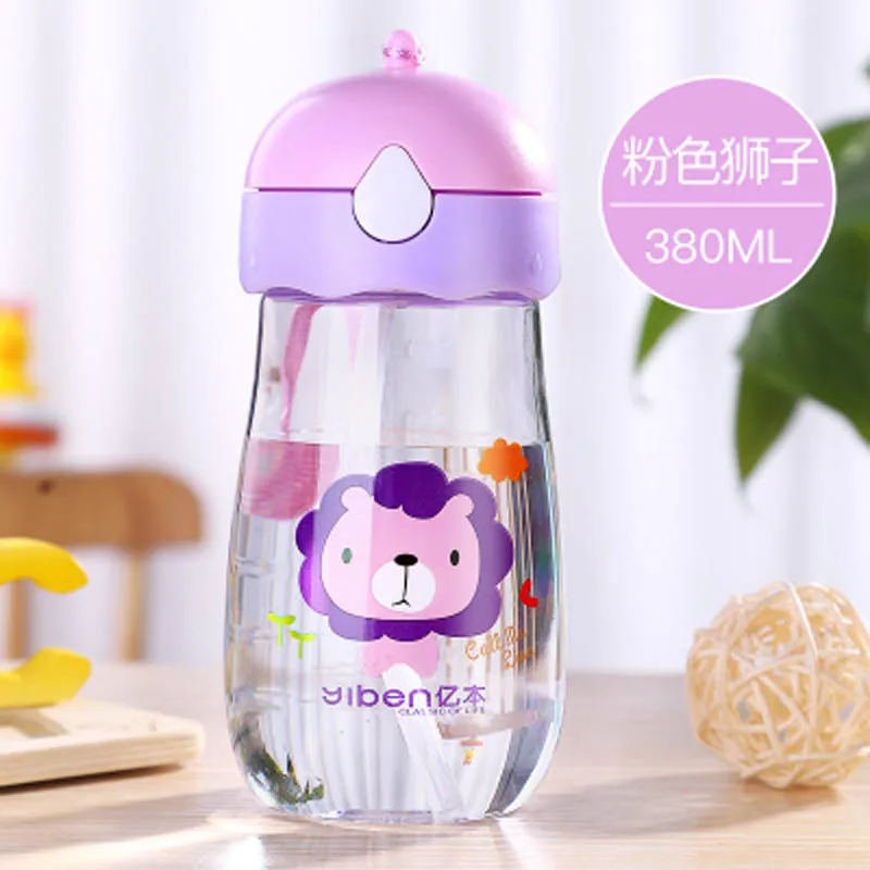 Pink Lion Head 430 мл Детская кружка для здоровья окружающей среды, Детская кружка для кормления, чашки для молока, сока, подарок для детей, детская бутылка для воды - Цвет: Pink Lion Head