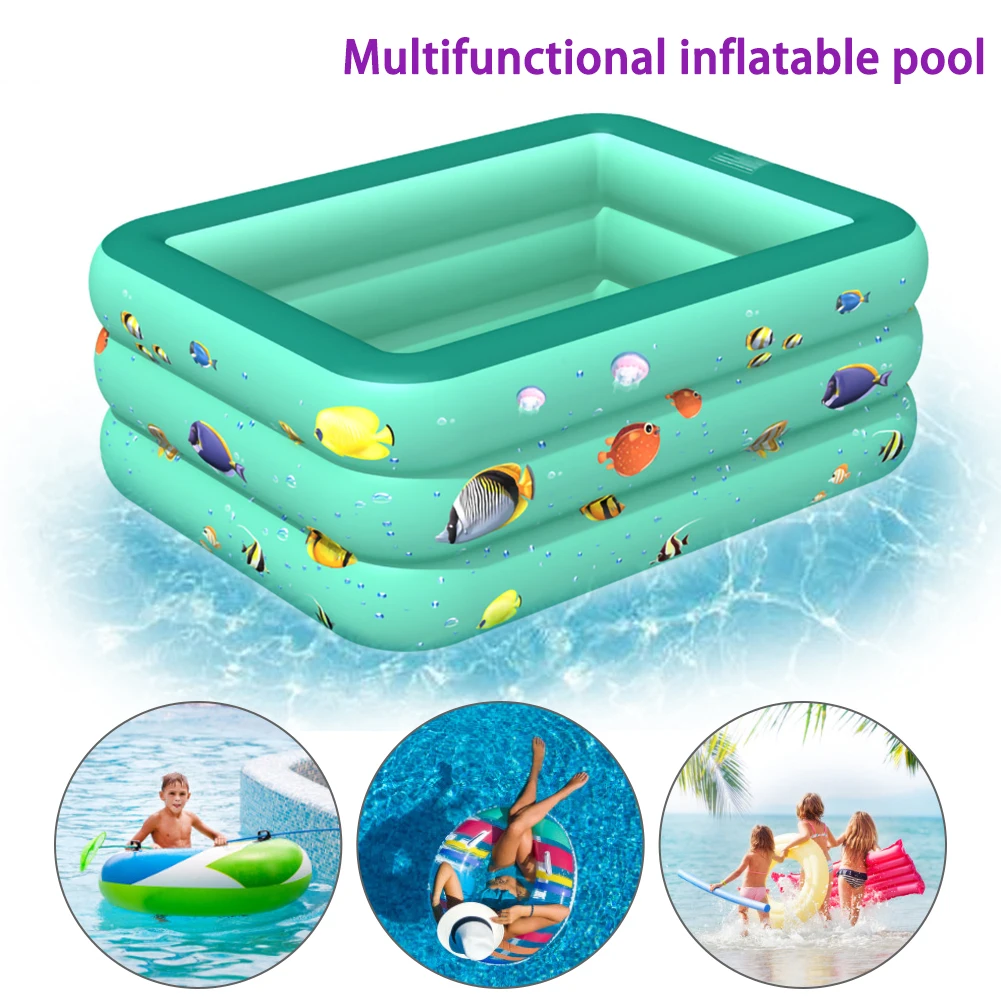 

1.3m 3-storey Inflatable Kids Pool Home Use Oversized Paddle Pool Inflatable Square Baby Pool Inflatable Pool