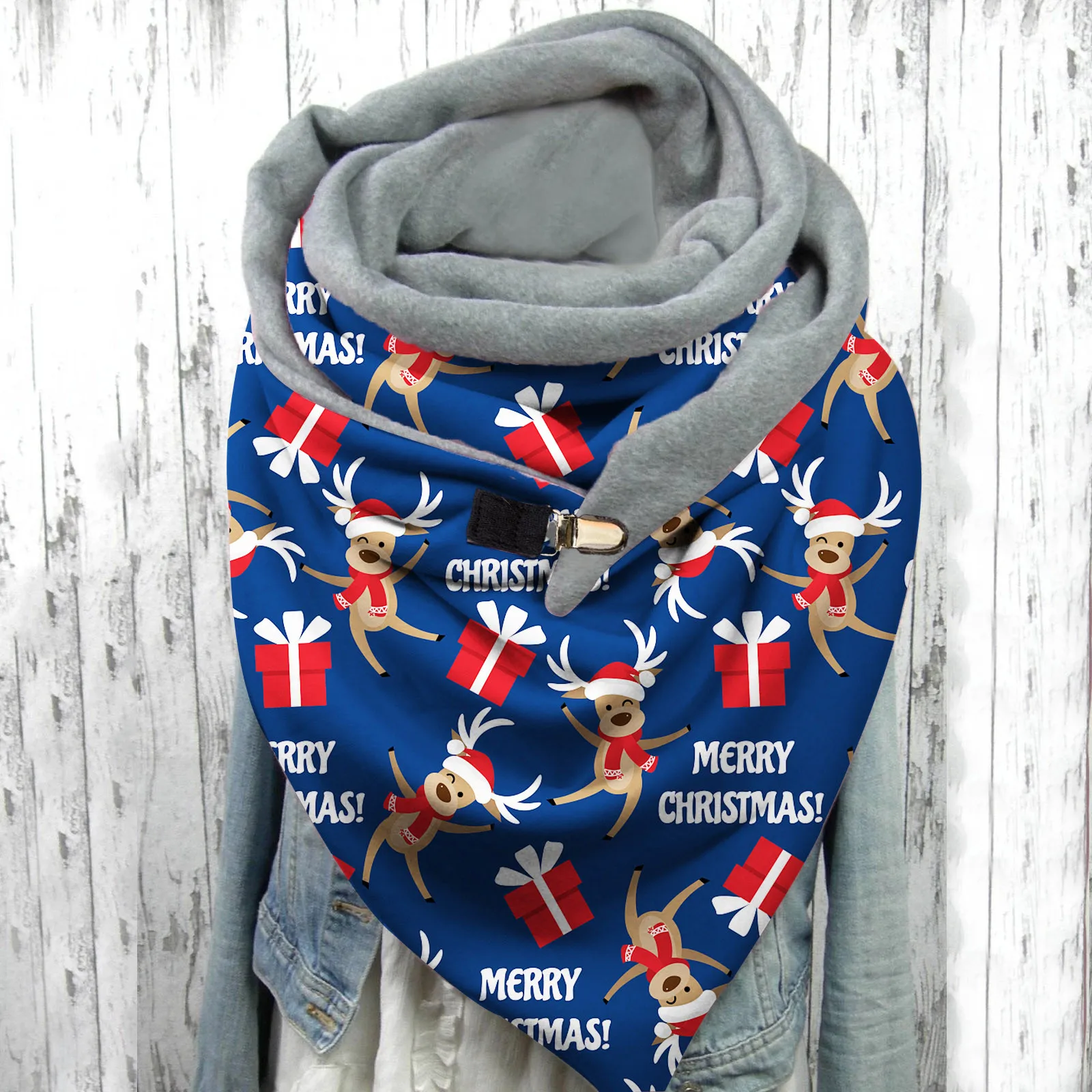 

40#Shawls Foulard Femme Christmas Cute SantaClaus ElkPrinting Outdoor Protective Keep Warm Shawl Autumn Winter Women Scarf