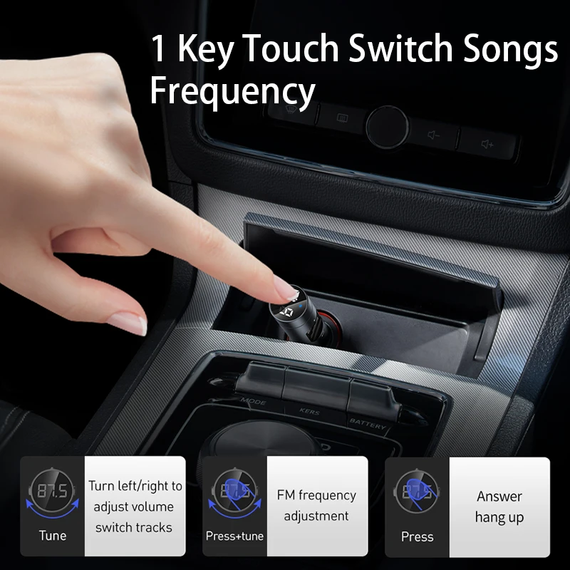 baseus car fm transmitter bluetooth 5 0 handsfree modulator car charger 3 1a dual usb car mp3 player wireless audio receiver kit free global shipping