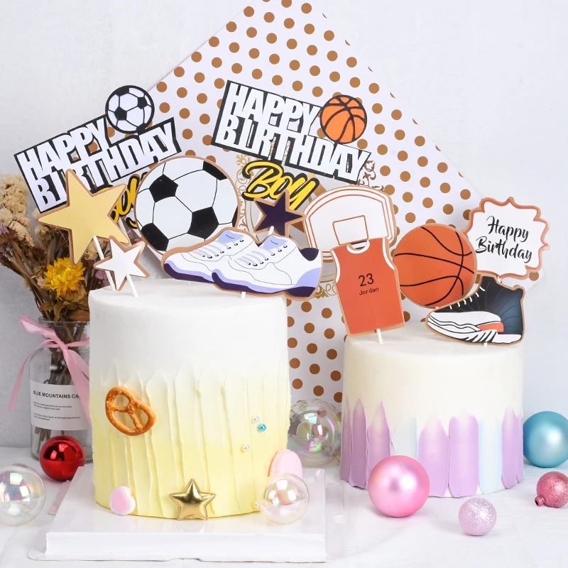 Cakelove 1 комплект баскетбол футбол спортивные темы торт Топпер Мальчики украшение для торта ко дню рождения счастливое украшение для именинного торта вечерние принадлежности