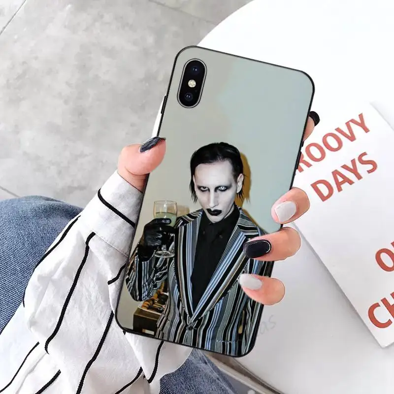 

Marilyn Manson famous actor luxury Anti-fall Phone Case funda for iPhone 11 12 pro XS MAX 8 7 6 6S Plus X 5S SE 2020 XR