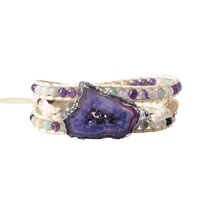 women bracelet natural stone purple wrap bracelet semi precious stone beaded bracelet mala bracelet drop shipping