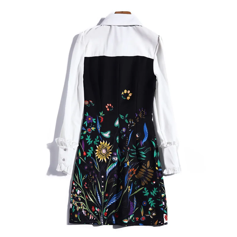 

Designer Spring Autumn New Women'S Sexy Elegant Ruffled Patchwork Flower Print Designer Fashion Vintage Chic Party Mini Dress