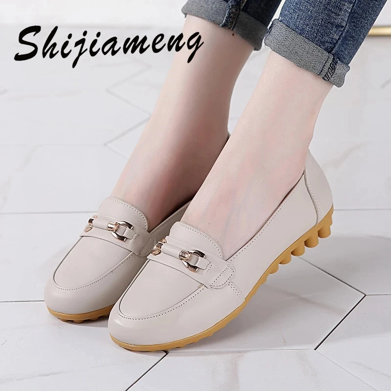 

Женские повседневные туфли с круглым носком, женская повседневная обувь с одним рукавом, износостойкая женская обувь на плоской подошве