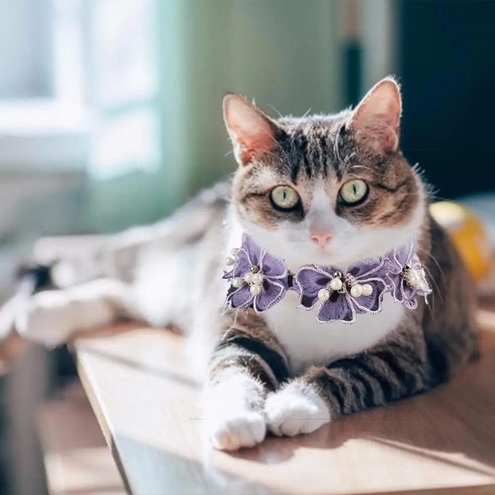 Новый ошейник для домашних животных ожерелье с кружевным цветком регулируемый