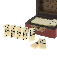 double six white with black spots dots dominoes game set 28 domino tiles and wooden case portable travel toys