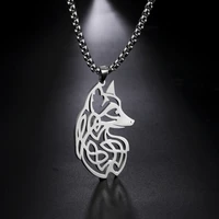 my shape punk wolf pendant necklaces for men women stainless steel viking celtics knot animal necklace fashion party jewelry