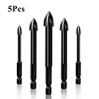 5 шт. Инструмент многофункциональный крест шестигранные биты для плитки стекло керамический бетон открывалка для отверстий сплав треугольный наконечник сверла для деревообрабатывающего инструмента