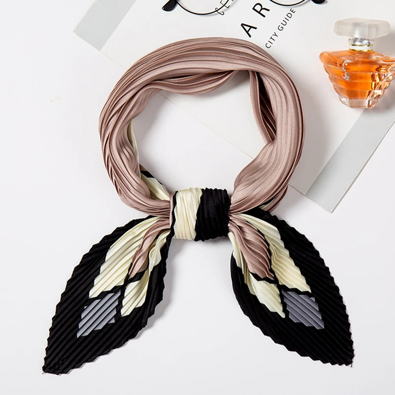 Женский шарф в клетку квадратный шелковый для волос Дизайнерские шарфы женские