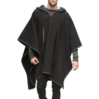 men adult medieval gothic woolen coat middle ages renaissance black knight clothing