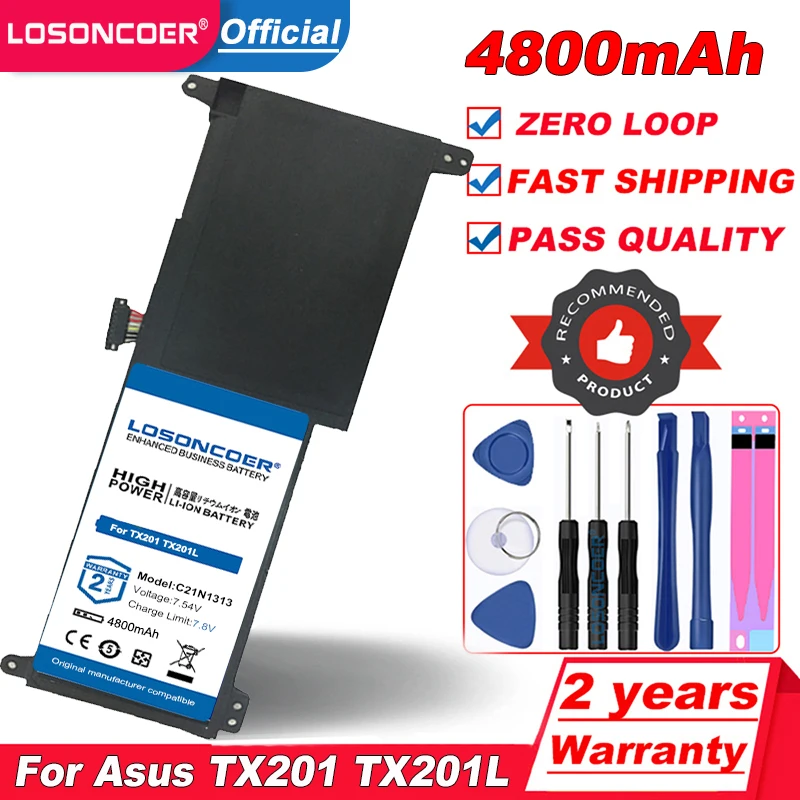 LOSONCOER топ бренд 100% Новинка 4800 мАч C21N1313 Аккумулятор для ноутбука Asus Transformer Book Trio TX201