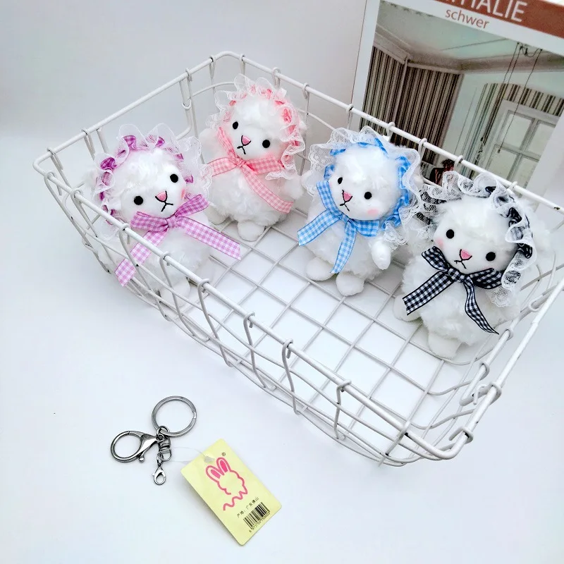 

New creative Cute bow tie sheep Car Keychain pretty Pendant Fashionable Plush Doll Bag Soothing doll couple birthday gift