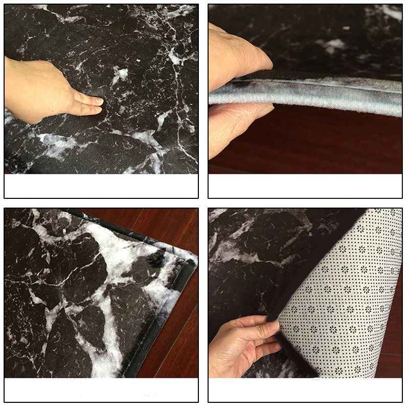 

Anti-Slip Kitchen Carpet Black White Marble Sea wave Printed Entrance Doormat Floor Mats Carpets for Living Room Bathroom Mat