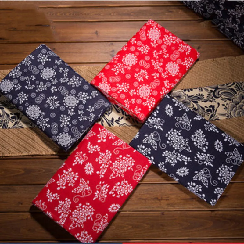 Полуметровая синяя или красная с цветочным принтом 100% хлопковая ткань для