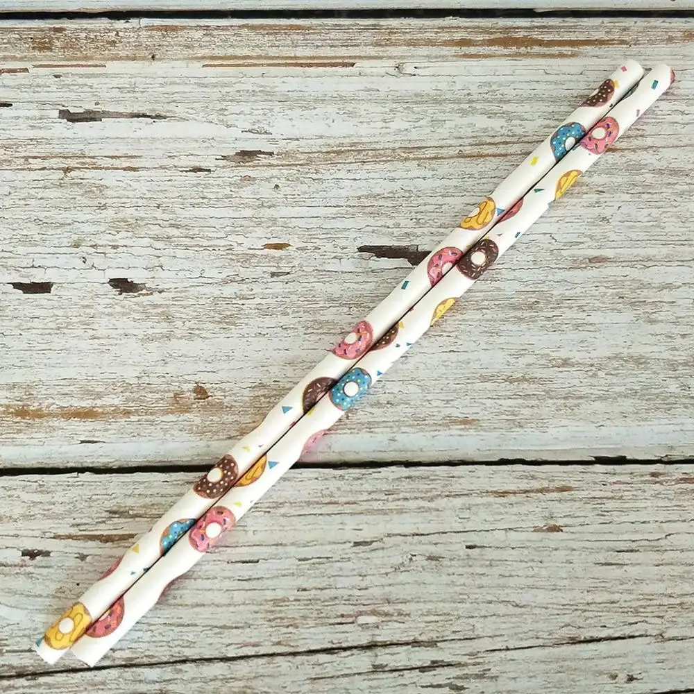 200 шт. желтые розовые синие коричневые бумажные соломинки в форме пончика цветные