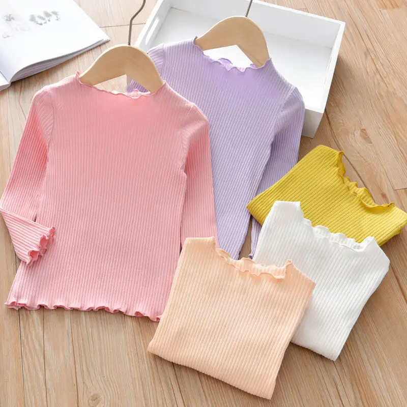 

2020 New Spring Cotton Girls T-Shirt Long Sleeve Baby Kids O-Neck Bottoming Shirt for Children Clothes Cute Heart Girl Tops