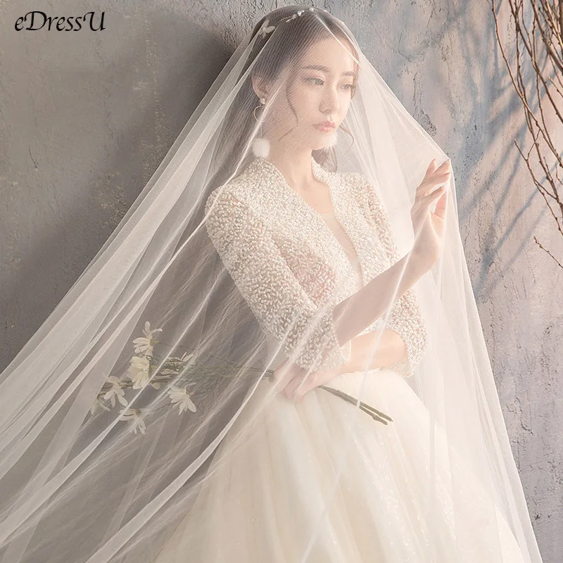 

2020 Elegant Beading Wedding Dress Corset Bridal Dress Monarch Train Wedding Gown V-Neck Lace up Dress Robe de Mairee OY-787
