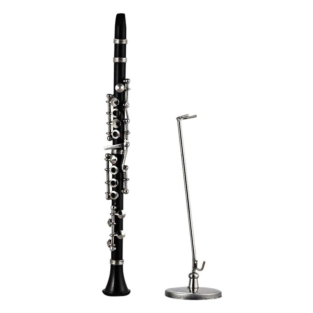 Mini 16cm Clarinet Model Kit Exquisite Desk Musical Instrument Display Bass Decoration With Leather Box Bracket Musicaltoy | Спорт и