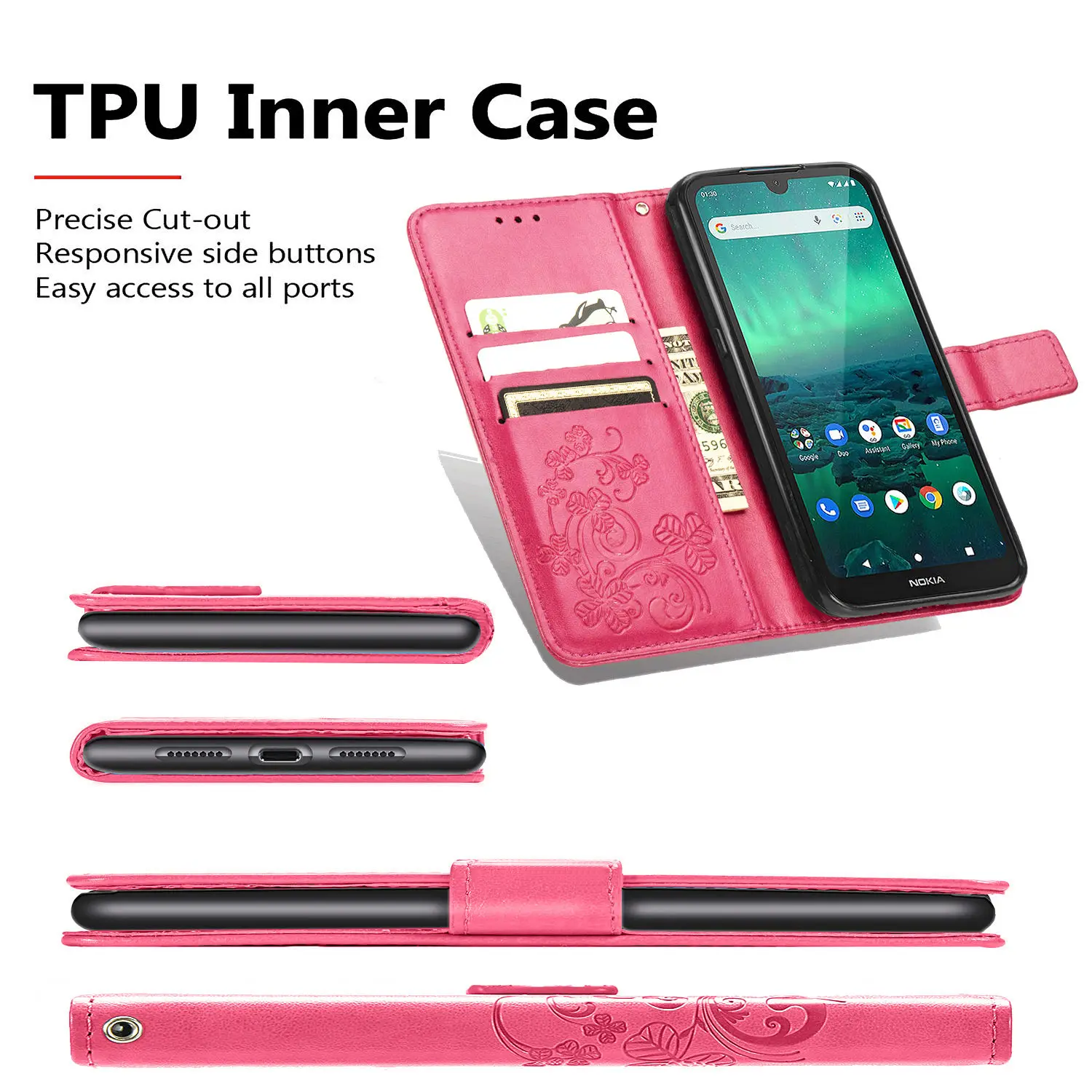 

1.3 Clover Leather Flip Case Fashion For Nokia 1.3 Luxury Wallet Mobile Phone Cover