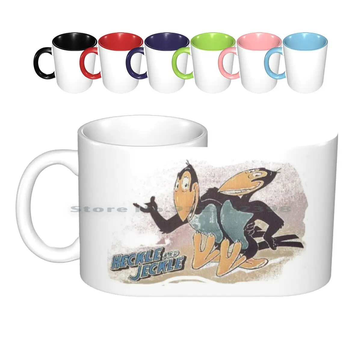 

Керамические кружки Heckle & Jeckle, кофейные чашки, кружка для молока и чая, Мультяшные комиксы Heckle Jeckle в стиле ретро с рисунком ворона, креативный...
