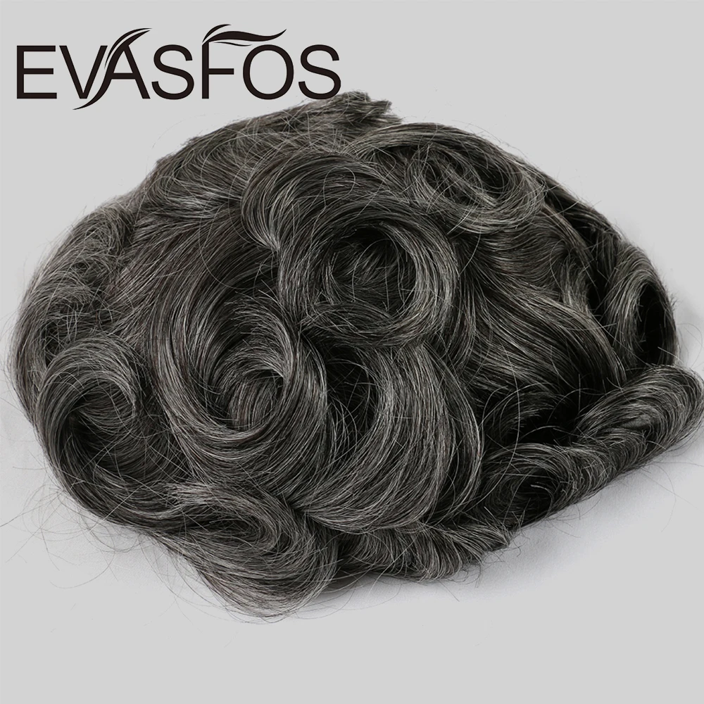 EVASFOS Для мужчин накладки из искусственных волос Remy человеческих части V петля 0 1