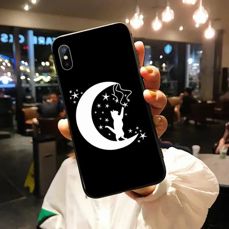 

Moon and black cat Art aesthetics Phone Case for iPhone 11 12 pro XS MAX 8 7 6 6S Plus X 5S SE 2020 XR