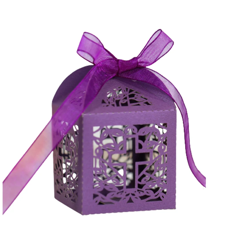 10 шт. крест Лазерная резка свадебные сувениры подарки коробка полые религиозные