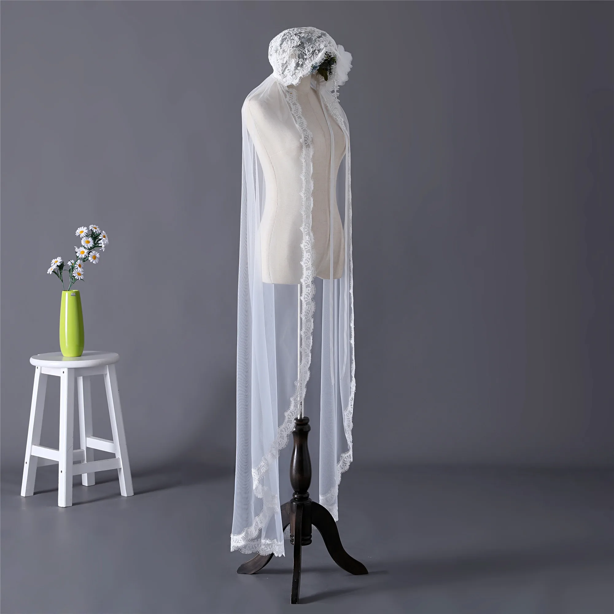 Женская длинная вуаль свадебная цвета слоновой кости Индивидуальный