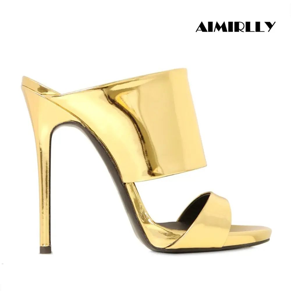 Женская обувь Босоножки на высоком каблуке с открытым носком Лакированные