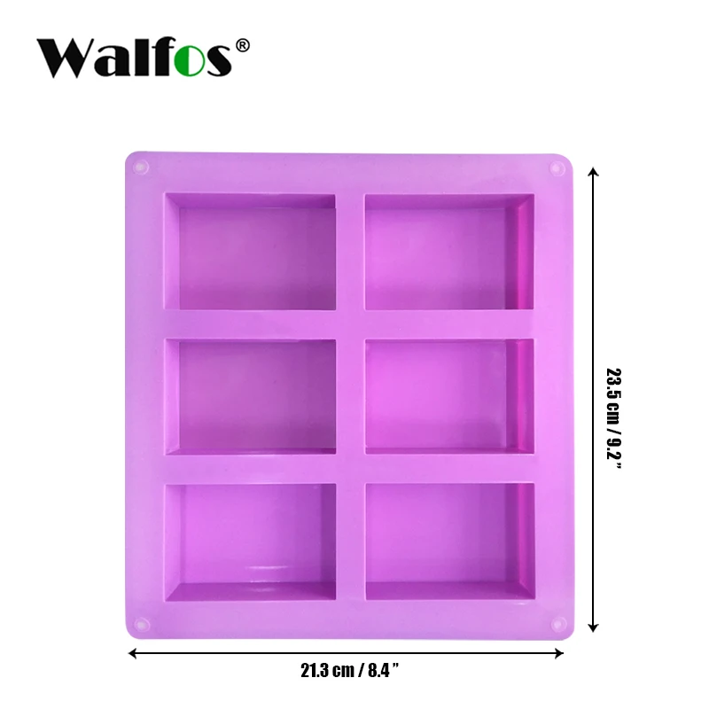 Purple WALFOS 6 полости силиконовая форма для изготовления мыла 3D Обычная форма для мыла Прямоугольная форма для мыла ручной работы - Цвет: Purple