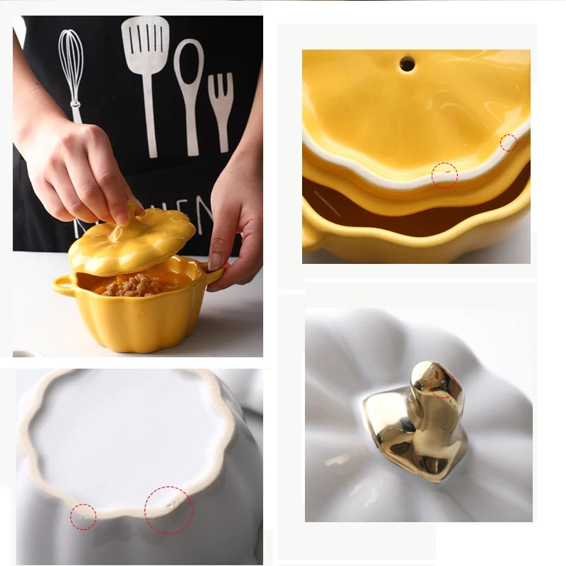 Керамическая миска для супа с крышкой ручкой салата фруктов духовки кухни форма
