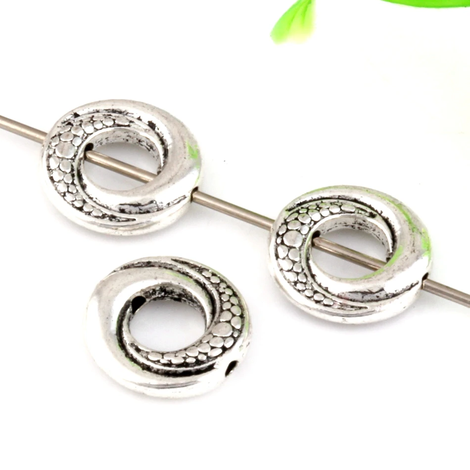 

Hot ! 100pcs Zinc Alloy Round Circle Spacer Beads Frame Charms 15mm DIY Jewelry a0694