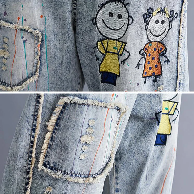 Женские джинсы хараюку свободные винтажные Джинсы бойфренда с эластичной талией