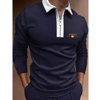 2021 autumn fashion men long sleeve polo shirts casual high quality zipper turn ddown collar tops brand polo shirt male clothing