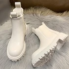 Женские ботинки челси на платформе, бежевые ботильоны без застежки, Короткие Плюшевые ботинки в стиле панк и готика, зима 2021