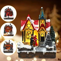 1pc christmas house gift exquisite luminous resin snowing cottage festival led light xmas house new year christmas decorations