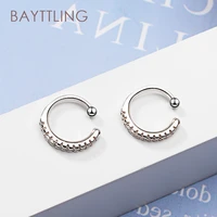 bayttling silver color 11mm fine zircon round ear clip earrings for woman fashion wedding party gift jewelry
