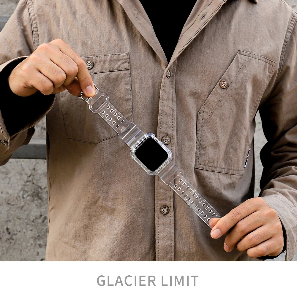 Soft Silicone Transparent Watch Band + Case  for apple Watch band 38mm 40mm 42mm 44mm Adapter Compatible series 6 Se 5 4 3 2 1