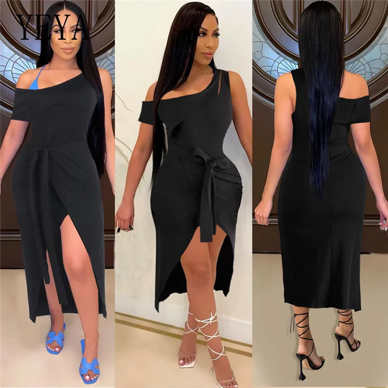 

YEYA нестандартный с открытыми плечами; С эластичной резинкой на короткий рукав без бретелек повязки Hollow Out Side» высокого Разделение элегантна...